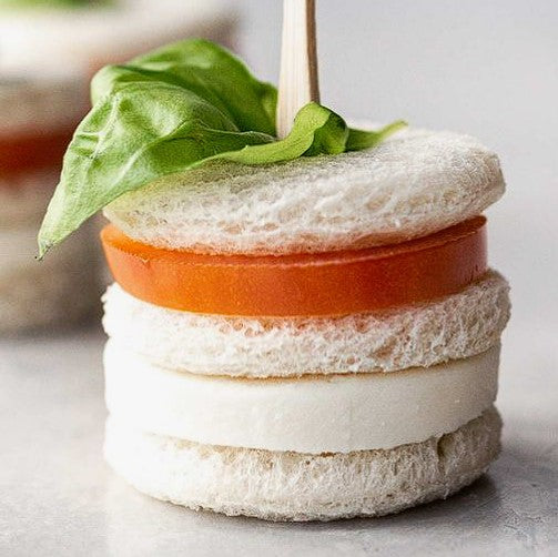 Mozzarella, Tomato, & Basil Tea Sandwiches | 25 Units